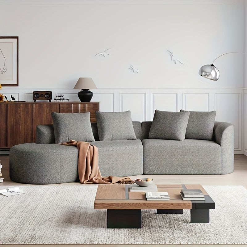 Hoekbank – Hoeksalon – L-vormige Bank – Zithoek – Slaapbank – 4-Zits Oversized – Modulaire Opstelling – Grijze Stof – Diepe Brede Zitting – Zonder Houten Onderdelen