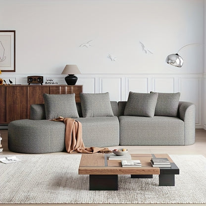 Hoekbank – Hoeksalon – L-vormige Bank – Zithoek – Slaapbank – 4-Zits Oversized – Modulaire Opstelling – Grijze Stof – Diepe Brede Zitting – Zonder Houten Onderdelen