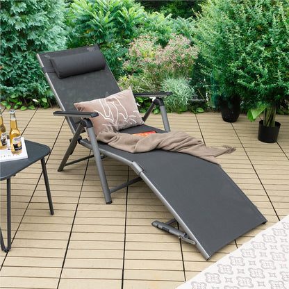 Buitenzonligstoel – Tuinstoel – Ligstoel – Zonnestoel – Inklapbare Ligstoel – Aluminium Frame – 8-Standen Rugleuning – Sneldrogende Stof