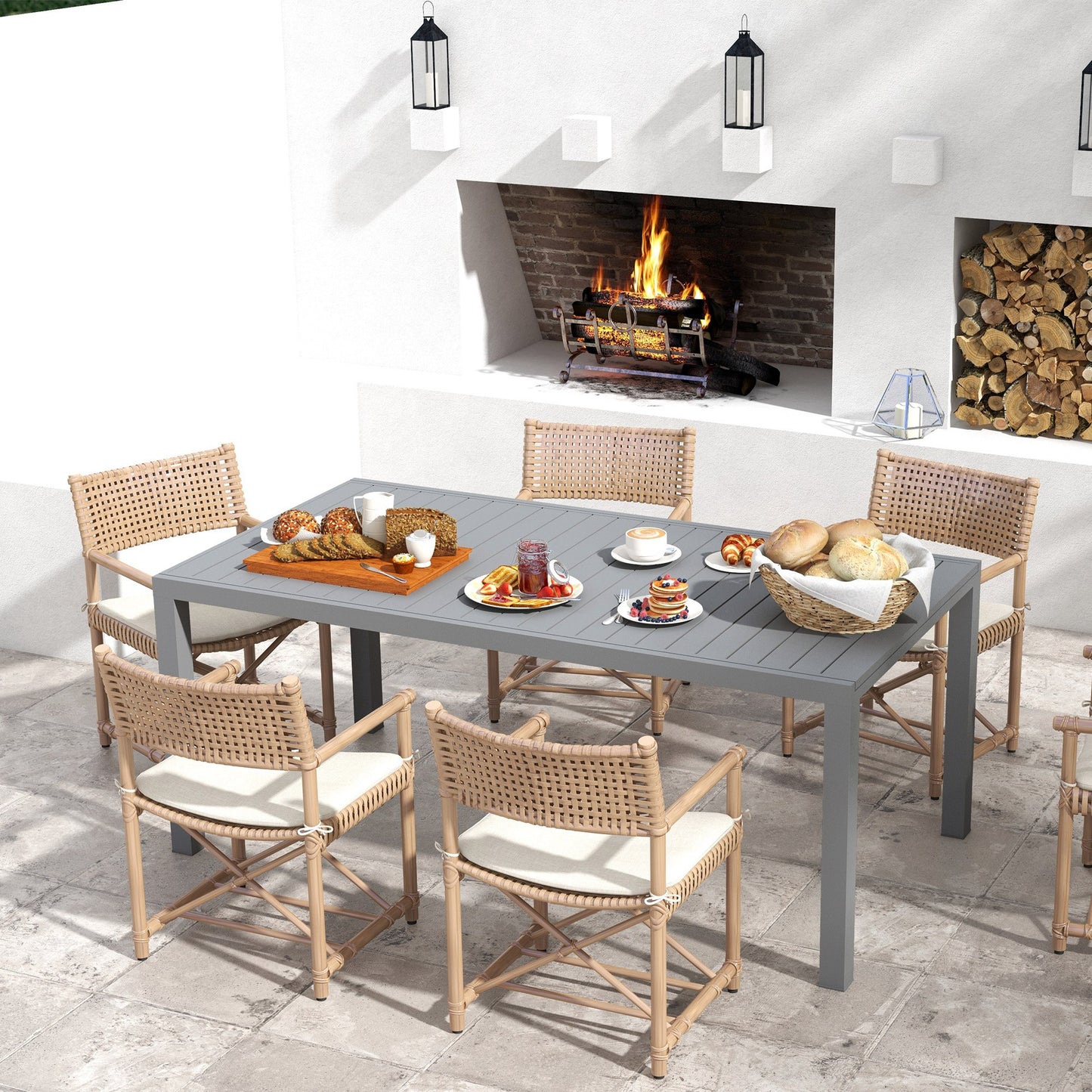 Uitbreidbare Aluminium Tuintafel – Tuinset Tafel – Uitschuifbare Eettafel – Terrastafel – Buiten Tafel – Donkergrijs – 180-240 cm Lengte – Weerbestendig Thermisch Gelakt