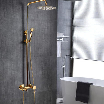 Douchekop – Douche Set – Regendouche – Handdouche – Hoofddouche – Goudkleurig – Messing & Roestvrij Staal – Verstelbare Hoogte 80-117 cm
