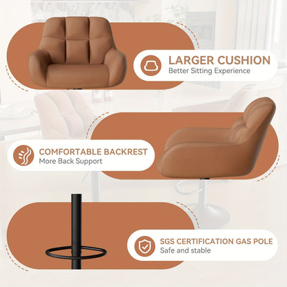Barstoel – Barkruk – Barstoel Kruk – Keukenstoel – Barstoelen Set Van 2 – Ergonomisch Verstelbaar – Metaal Met Rugleuning En Armleuningen
