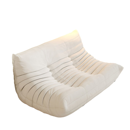 Chaise Longue – Zitzak – Lounge Stoel – Slaapbank – Tweezits Bank – Beige Polyester Bekleding – Ruimtebesparend, Gemakkelijk Montage