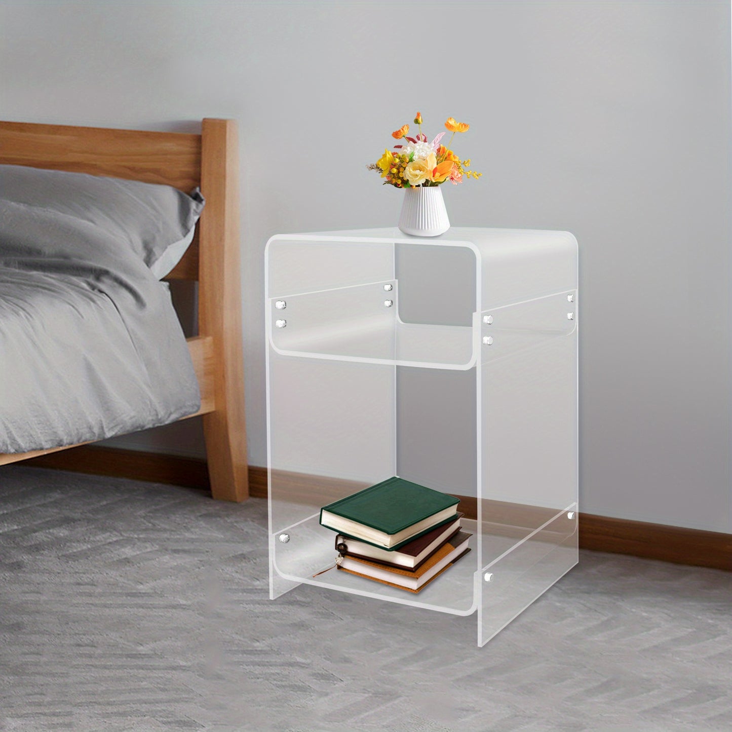 Bijzettafel – Nachtkastje – Salontafel – Sidetable – Banktafel – Transparant Acryl – Stevig A-Frame Design – 30 KG Draagvermogen – Ruimtebesparend Compact