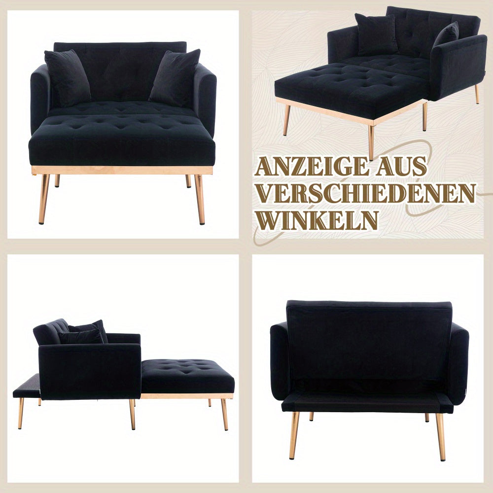 Relaxstoel – Verstelbare Fauteuil – Loungestoel – Schommelstoel – Ligstoel – Zwart Fluweel – Verstelbare Rugleuning 3 Standen – Robuust Metalen Frame 220 kg Draagkracht