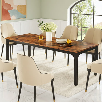 Extra Lange Eettafel – Grote Tafel – Keukentafel – Eetkamertafel – Landelijke Tafel – Geschikt Voor 6-8 Personen – Stevig Engineered Hout – Ruimtebesparend Design