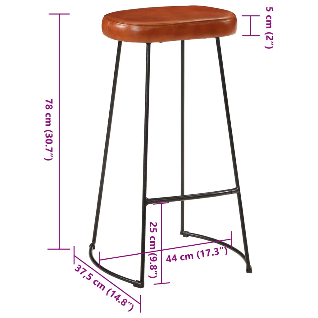 Barset – Barkrukken – Bar Stoelen – Bistro Set – Keukenbar Set – Massief Mangohout – Industrieel Metalen Frame – Comfortabele Zitting – Kunstleer Bekleding – Bruin