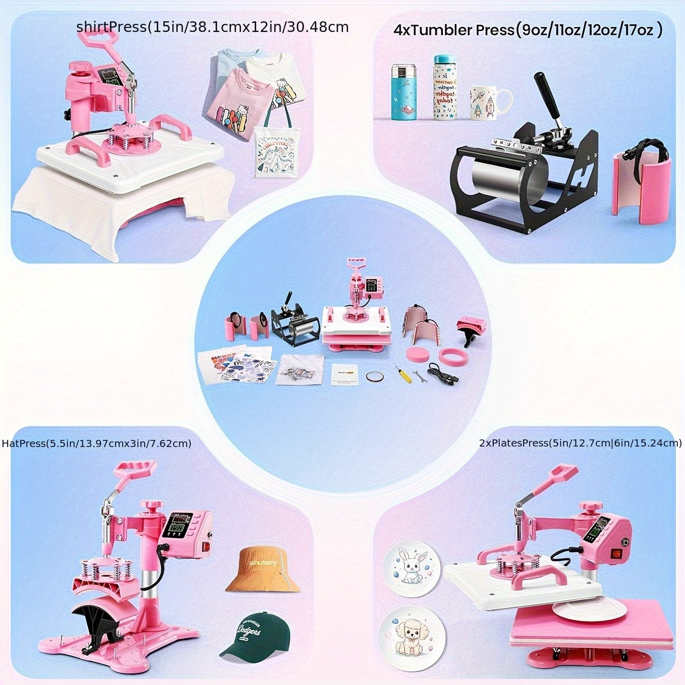 Transferspers – Hittepers – Heat Press Machine – Textielpers – Warmtepers – 8-in-1 Multifunctioneel – 38,1x30,48 cm – 360° Swing Away Ontwerp – Robuust IJzer en Kunststof