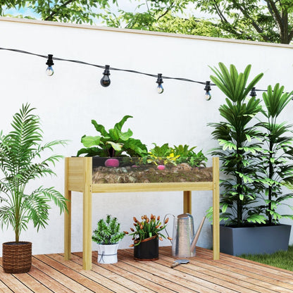 Hoogte Tuinbak – Verhoogd Plantenbed – Kruidenbak – Plantbak – Balkontuinbak – Natuurlijk Hout – Transparante Acrylpanelen – 110x50x80 cm – Weerbestendig Met Drainage