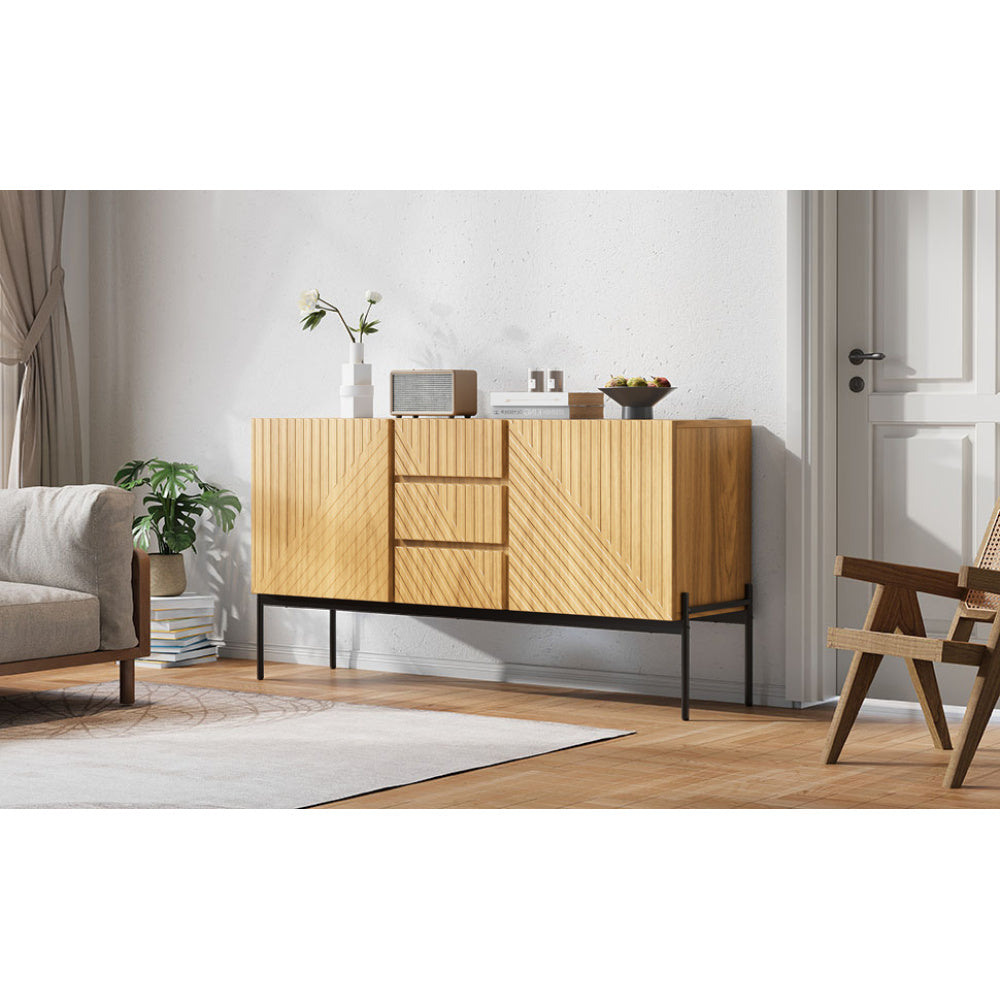 Tv-meubel – TV-kast – Sideboard – Dressoir – Meubel – Metalen Poten – 140x75x40 cm – Natuurlijke Kleur