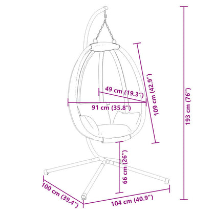 Hangstoel – Hangende Eierstoel – Cocoon Stoel – Schommelstoel – Tuinstoel – Stalen Frame – Afneembare Beige Kussens – Draagvermogen 150 kg
