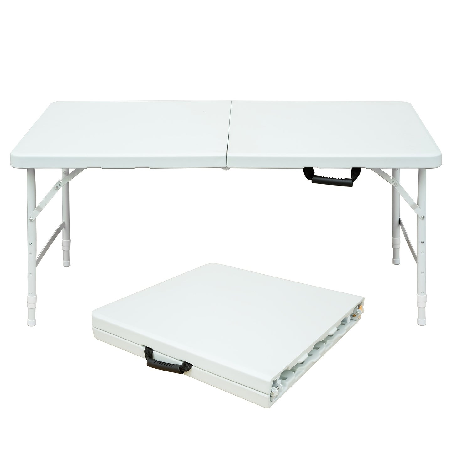 Draagbare Inklapbare Tafel – Uitklaptafel – Campingtafel – Picknicktafel – Werktafel – Verstelbare Hoogte – Lichtgewicht Compact – Stevig Waterbestendig – Eenvoudig Schoon Te Maken – Wit