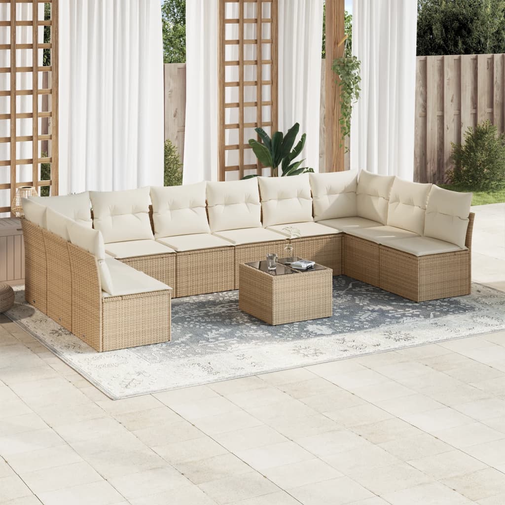 Loungeset – Loungesets – Tuinset – Tuinmeubelset – Loungebank – Weerbestendig PE Rattan – Inclusief Opbergruimte en Houten Tafelblad