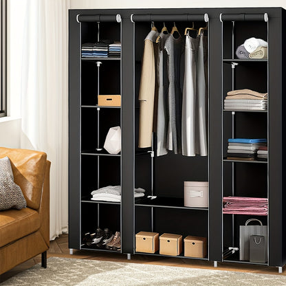 Kledingkast – Garderobekast – Opbergkast – Kleerkast – Driedeurige Kast – Stevig Met Metalen Frame – Ruime Opbergruimte 134x43x172 cm