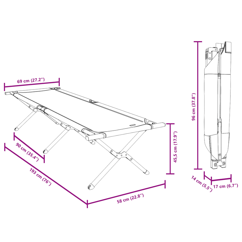 Draagbare Zonne-ligstoel – Opvouwbare Strandstoel – Campingstoel – Tuinstoel – Lichtgewicht – 600D Oxford Stof – Ergonomisch Ontwerp