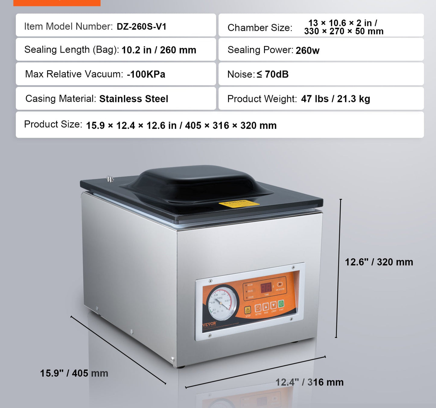 Vacuümverpakkingsmachine – Vacuumsealer – Vacumeermachine – Vakuummachine – Vacuümsealer – Roestvrij Staal & Acryl – 950W Motor – Kamer 33x27x5 cm