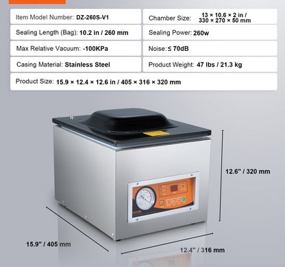 Vacuümverpakkingsmachine – Vacuumsealer – Vacumeermachine – Vakuummachine – Vacuümsealer – Roestvrij Staal & Acryl – 950W Motor – Kamer 33x27x5 cm