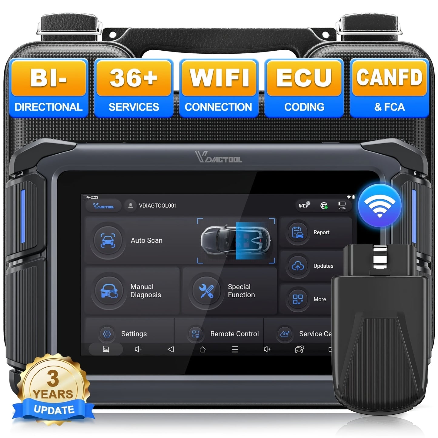 VDIAGTOOL VD70S Car Diagnostic Tools Wireless Automotive Scanner with ECU Coding PMI FCA VAG DOIP 36+ Resets, All System Automotive Scanner Bi-Directional Control ECU Online Code Built in CAN FD DOIP,  Vehicle Diagnostics, Co