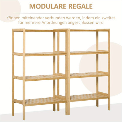 Bamboekast – Opbergkast – Boekenkast – Opbergplank – Kast – 4-laags – Natuurlijk Bamboe – 62x33x112 cm – Duurzaam & Ruim