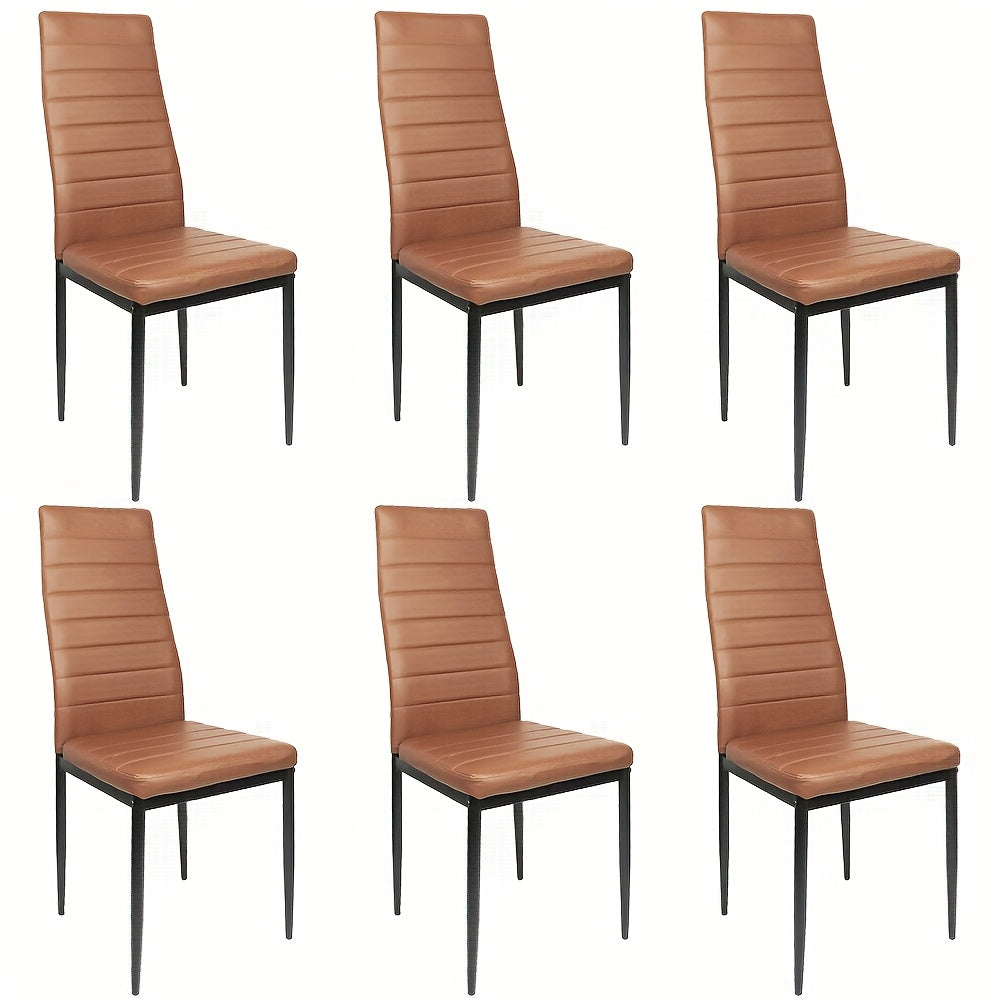 Eetkamerstoel – Keukenstoel – Stoel – Kuipstoel – Lounge Stoel – Kunstleer Bekleding – Stalen Poten – 42x48x45 cm – Set Van 6