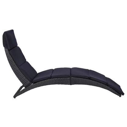 Ligbed – Loungebank – Zonnebed – Ligstoel – Zonnebedje – Inklapbaar – Weerbestendig PE Rattan – Inclusief Polyester Kussen – Grijs