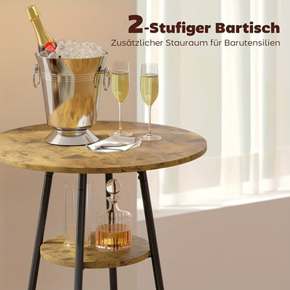 Barset – Barkrukken – Barstoelen – Barkruk Set – Bartafel Set – Bruin – Kunstleer Zitting – Stabiel Metalen Frame