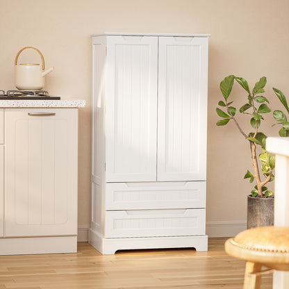 Keukenkast – Opbergkast – Keukenonderkast – Buffetkast – Organizer – Waterbestendig – Kantelbeveiliging – 2 Laden – 2 Deuren – Verstelbare Planken – Wit