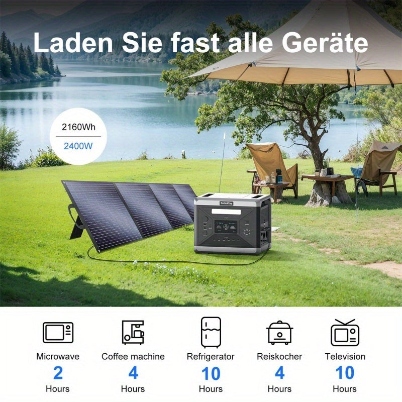 Mobiele Stroomgenerator – Noodstroomaggregaat – Power Station – Draagbare Generator – Zonne-energiegenerator – 2400W Met Trolley – 200W Zonnepanelen – Snelladen In 1,5 Uur – 2160Wh Accucapaciteit