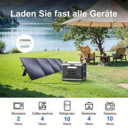 Mobiele Stroomgenerator – Noodstroomaggregaat – Power Station – Draagbare Generator – Zonne-energiegenerator – 2400W Met Trolley – 200W Zonnepanelen – Snelladen In 1,5 Uur – 2160Wh Accucapaciteit