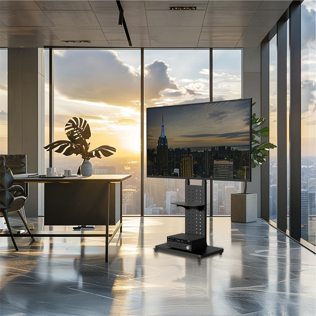 TV Stand – TV Meubel – TV Beugel – TV Wagen – Mobiele TV Standaard – Verstelbare Hoogte – Draaiend Met Remmen
