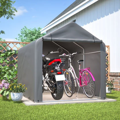 Fietsenberging – Fietsenhok – Tuinschuur – Opberghok – Grijs – 160x220x165 cm – Roldeur – Lichtgewicht & Weerbestendig
