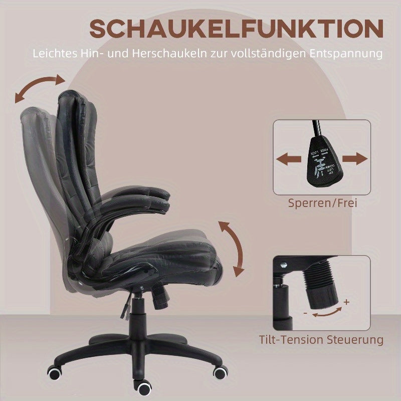 Ergonomische Bureaustoel – Office Chair – Werkstoel – Desk Chair – Draaistoel – Verstelbare Hoogte – Kantelfunctie Met Opklapbare Armleuningen