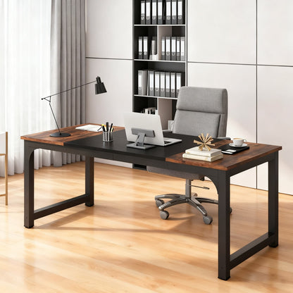 Extra Lang Bureau – Werkplek – Computertafel – Studietafel – Eettafel – Industrieel Design – Ruim Werkblad 180 cm – Stevig Gefineerd Hout
