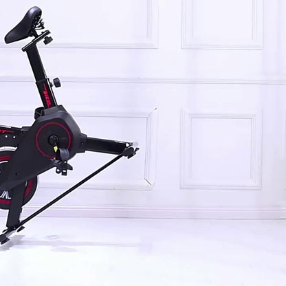 Indoor Fiets – Hometrainer – Fietstrainer – Fitnessfiets – Cardio Trainer – Verstelbare Weerstand – Stevig IJzeren Frame – Compact Design – Zwart/Rood