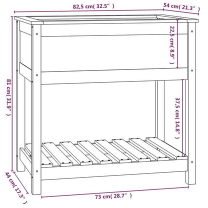 Plantenbak – Bloembak – Tuinbak – Moestuinbak – Kweekbak – Massief Grenenhouten – Weerbestendig – 82,5x54x81 cm – Met Opbergrek