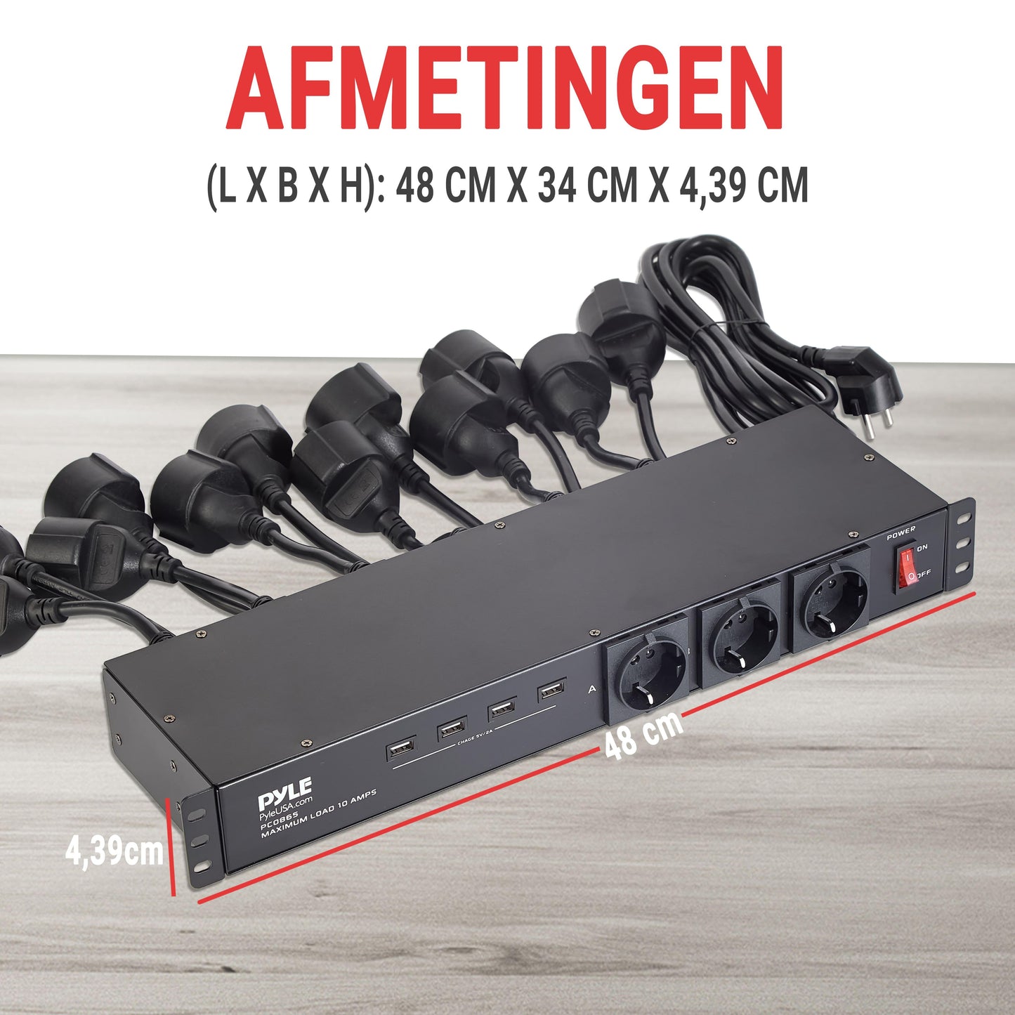 Stekkerdoos – Verdeelstekker – Verlengsnoer – Stopcontactblok – USB-lader – 19 Stopcontacten – 4 USB Poorten – Overbelastingbeveiliging – 4,5 Meter Kabel