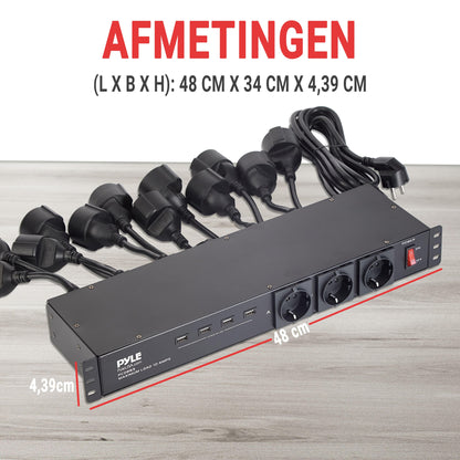 Stekkerdoos – Verdeelstekker – Verlengsnoer – Stopcontactblok – USB-lader – 19 Stopcontacten – 4 USB Poorten – Overbelastingbeveiliging – 4,5 Meter Kabel