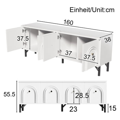 TV Meubel – TV Kast – Tv Meubel Modern – Tv Dressoir – Tv Meubel Wit – 160 cm Breed – Soft Close Deuren