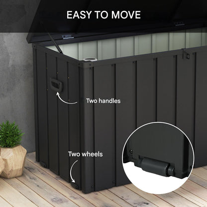 Tuinkist – Opbergbox – Kussenbox – Tuinopbergbox – Tuinbox – 450 Liter Inhoud – Stalen Behuizing Met Gasveer Deksel