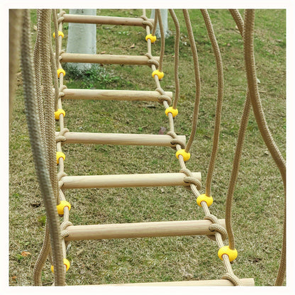 Touwbrug – Hangbrug – Klimframe – Houten Klimladder – Touwladder – Playground Suspension Bridge – 6 Meter Lang – Duurzaam Hout Met Metalen Bevestiging