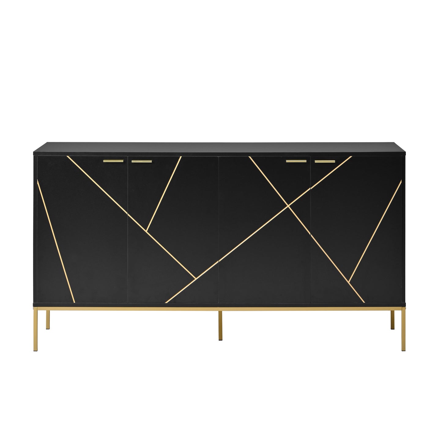 Dressoir – Sideboard – Opbergkast – Ladekast – Buffetkast – Zwart Met Gouden Accenten – Stevige Metalen Constructie – Compact 31,5x59x15 cm