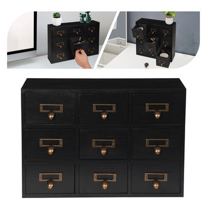 Houten Opberger – Ladekast – Organiser – Opbergkast – Ladenkast – 9 Lades – Ruimtebesparend Verticaal Design – Duurzaam Hout Met Metalen Knoppen