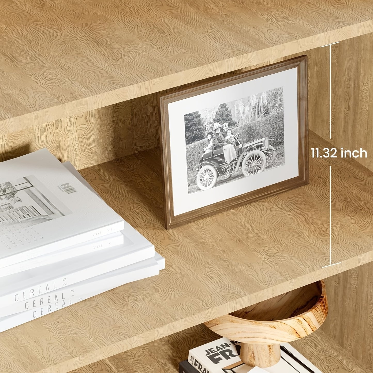 Boekenkast – Boekplank – Opbergkast – Vakkenkast – Boho Kast – 5-laags met Rieten Deuren – Natuurlijke Houtlook – Stevig Vloerstaand Ontwerp