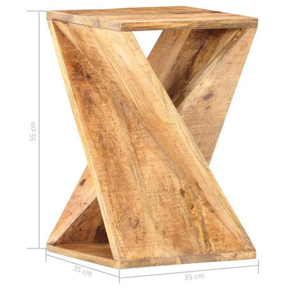 Bijzettafel – Sidetable – Nachtkastje – Salontafel – Banktafel – Massief Mangohout – X-vormig Design – Compact 35x35x55 cm – Opbergruimte