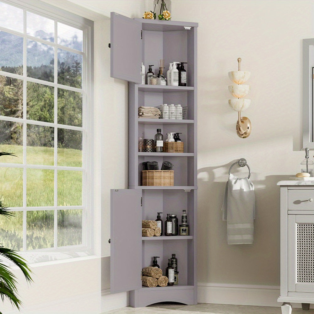 Halmeubel – Halkast – Garderobekast – Schoenenkast – Opbergkast – Driehoekig Ontwerp – Verstelbare Planken – Wit – 36,5x24,5x170 cm – Duurzaam Materiaal Zonder Hout – Eenvoudig Te Monteren