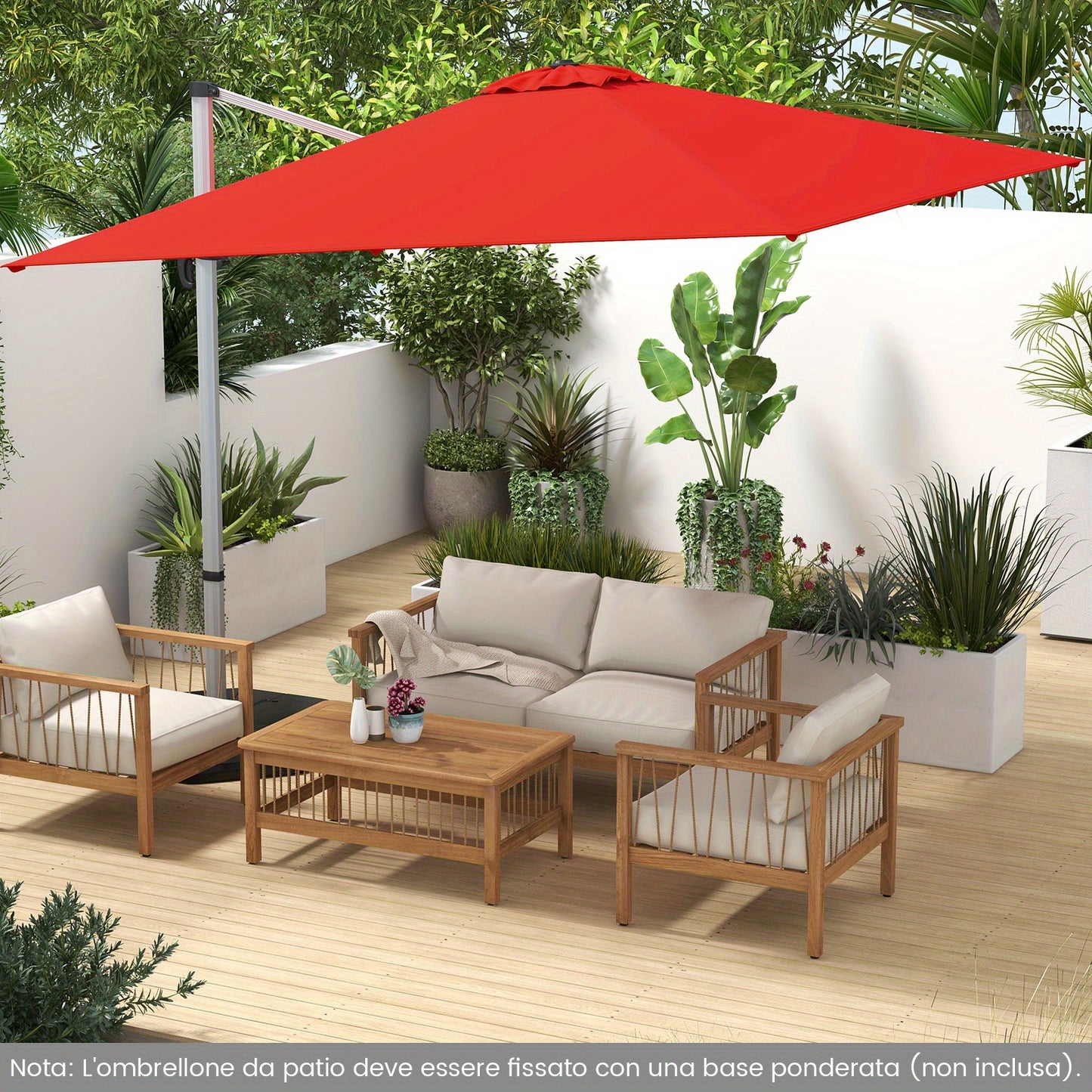 Parasol – Terrasparasol – Tuinparasol – Buitenscherm – Zonnescherm – 3 Meter Breed – Verstelbaar Met 5 Kantelstanden