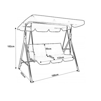 3-Persoons Tuinschommel – Tuinswing – Buitenschommel – Zitschommel – Schommelbank – Gepoedercoat Stalen Frame – Verstelbare Polyester Luifel