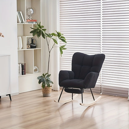 Schommelstoel – Relaxstoel – Fauteuil – Loungestoel – Zwarte Schommelstoel – Bamboe A-Frame – Duurzaam & Makkelijk Schoon Te Maken