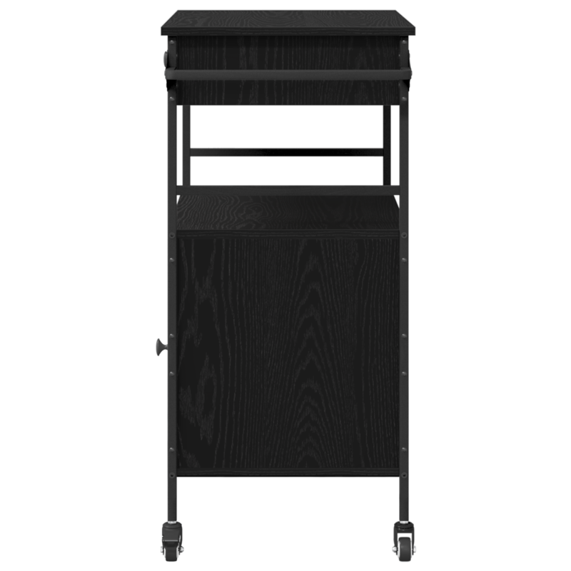 Kitchen Trolley in Black Oak – 56×43×89.5 cm, Processed Wood, Multi-Layer Storage, Rollable. Ideal for Kitchen, Dining Room. Seriously Textured, Sturdy, Durable, Practical, and Versatile