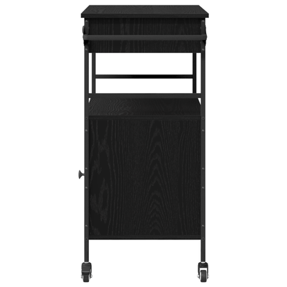 Kitchen Trolley in Black Oak – 56×43×89.5 cm, Processed Wood, Multi-Layer Storage, Rollable. Ideal for Kitchen, Dining Room. Seriously Textured, Sturdy, Durable, Practical, and Versatile